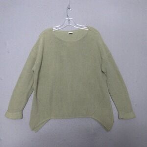 Poetry Sweater 10 Green‎ Lagenlook Ribbed Asymmetrical Cotton Quiet Luxury Comfy